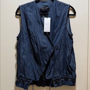 NWT Dark Blue Denim Vest with Button Accents size M